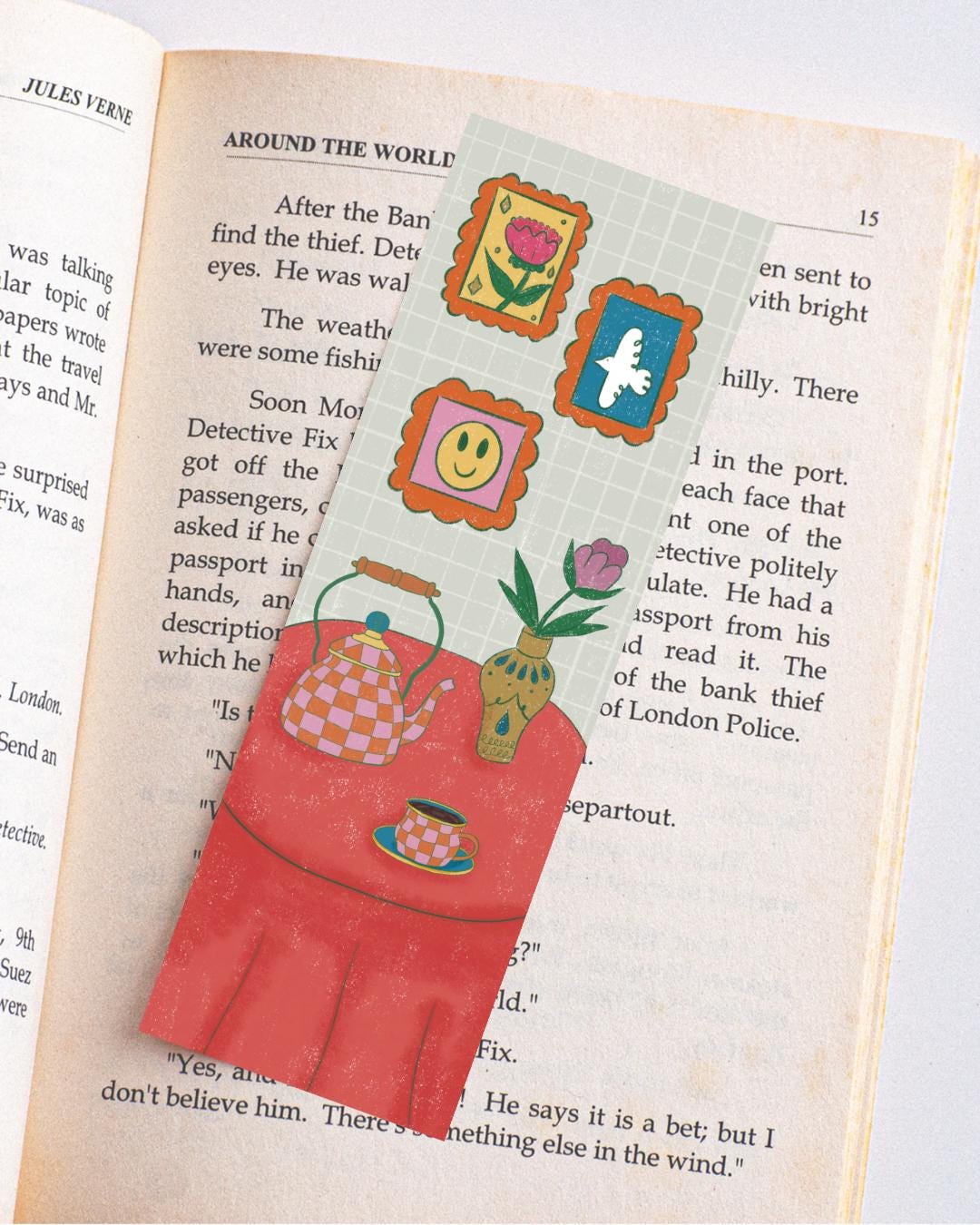 Tea Party Bookmark, Bookish Merch, Book Lover Gift, Gifts for Readers